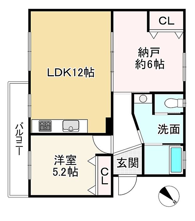 男山第2住宅102号棟(1SLDK) 2階の内観