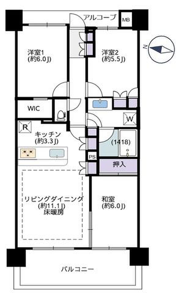 BELISTA秋山駅前(3LDK) 4階の間取り図