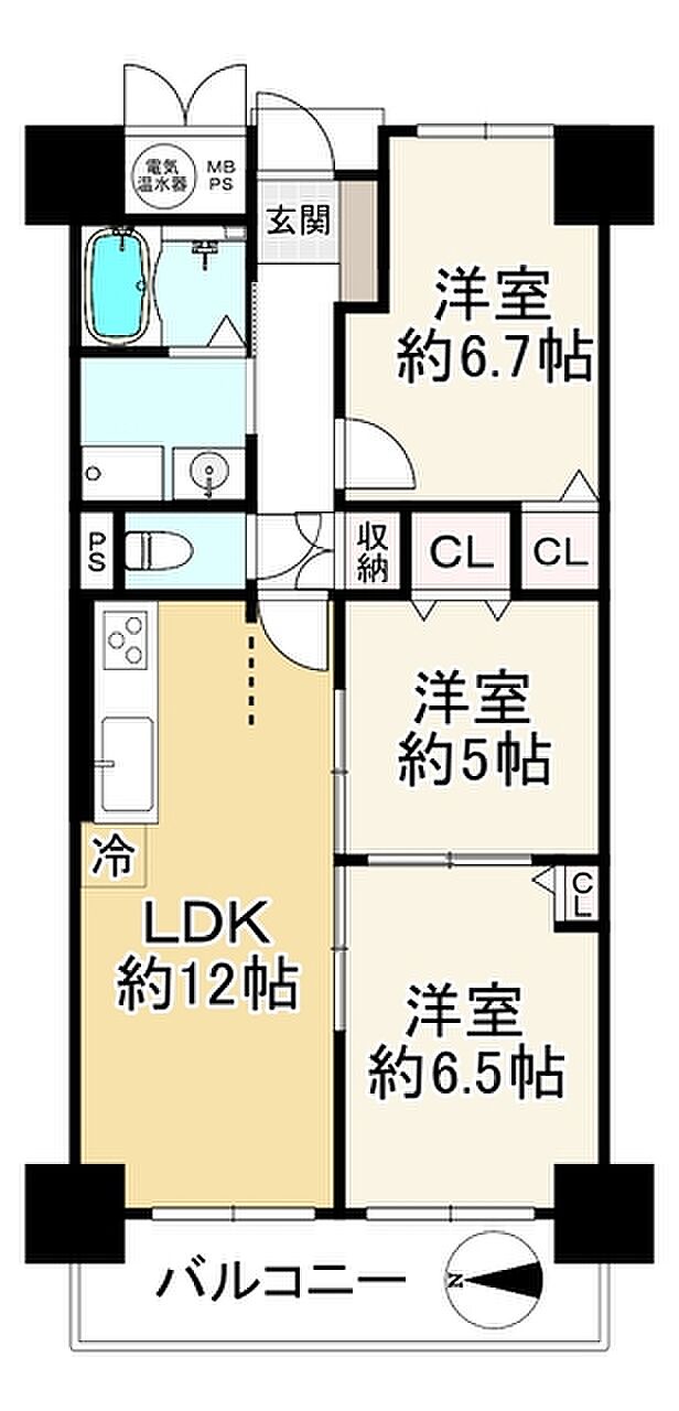 尼崎アーバンコンフォート(3LDK) 9階の間取り図