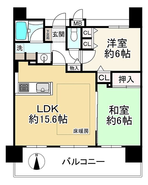 アービング尼崎東難波公園(2LDK) 9階の間取り図