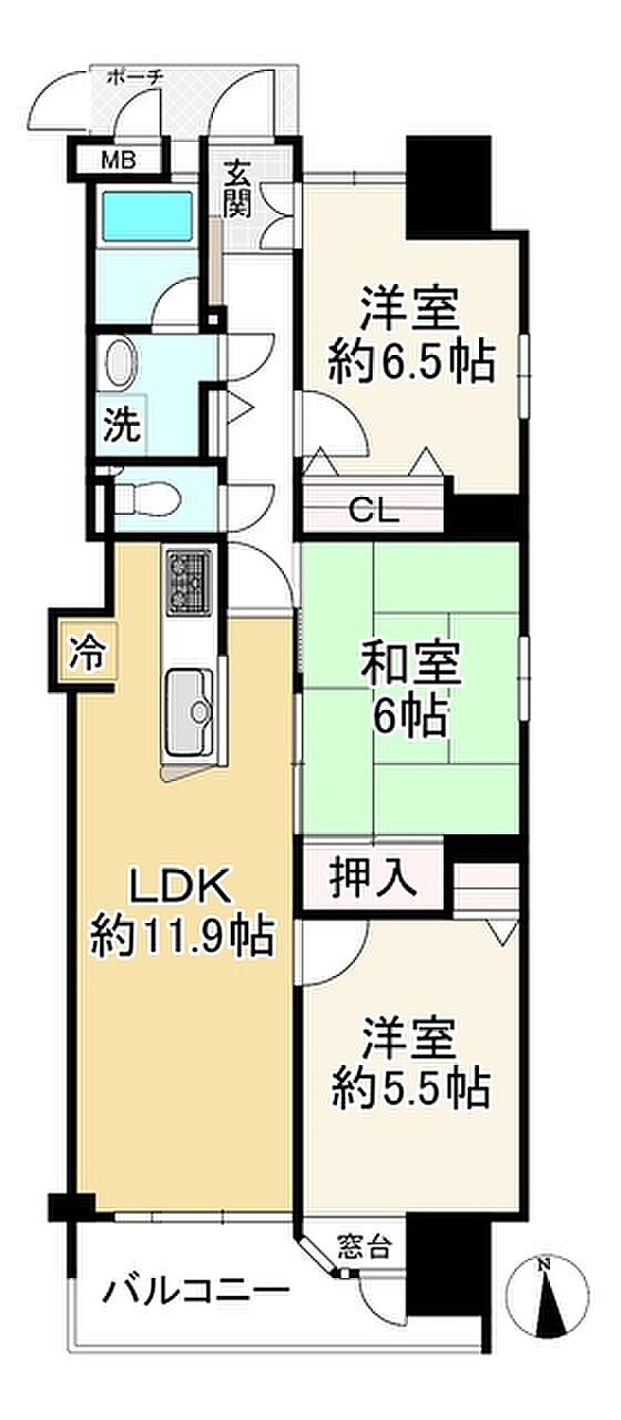 アズックヒル尼崎(3LDK) 10階の間取り図