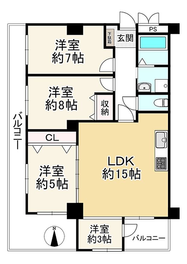 近鉄尼崎ガーデンハイツ(4LDK) 4階の間取り図
