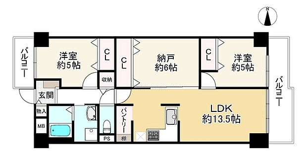 シャルマンコーポ伊丹1号棟(2SLDK) 2階の間取り図