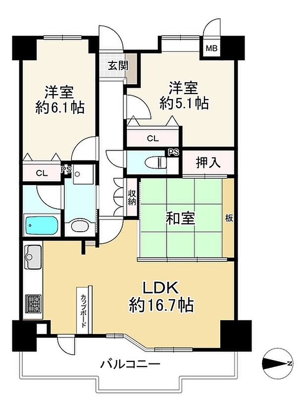 アズリルシャンティ(3LDK) 3階の間取り図