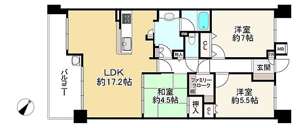 パレ瑞ケ池公園プルミエール(3LDK) 3階の間取り図