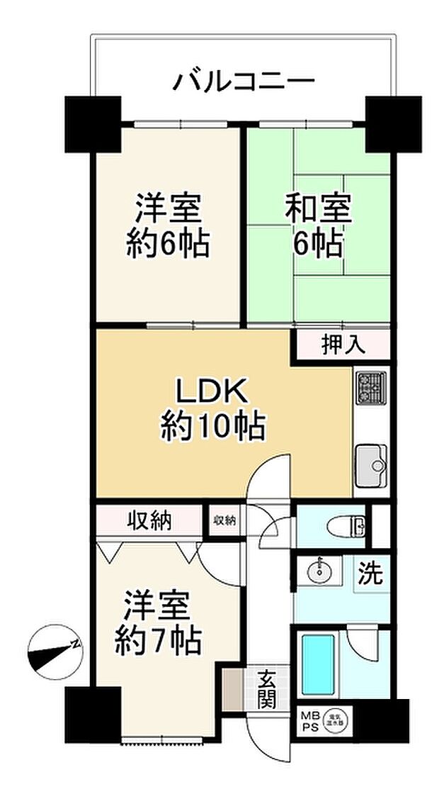 尼崎アーバンコンフォート(3LDK) 12階の間取り図