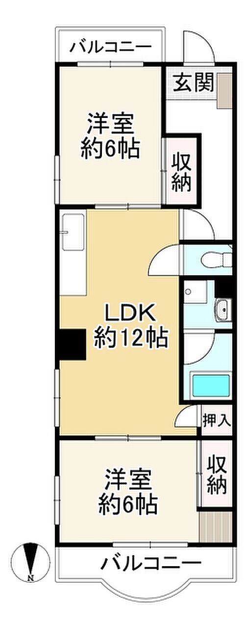 平田コーポ(2LDK) 4階の間取り図