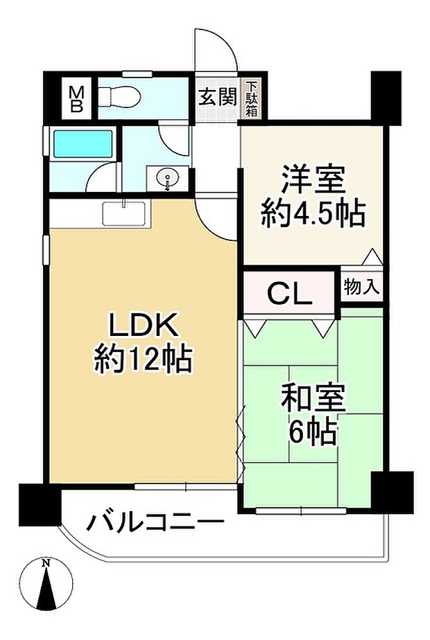 プロスパーI塚口東(2LDK) 2階の間取り図