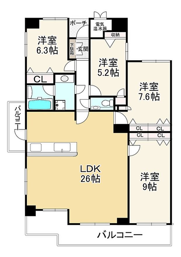 ネオハイツ八木西(4LDK) 6階の間取り図