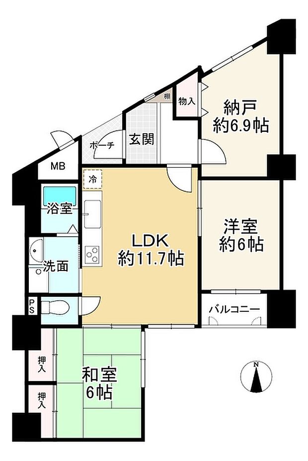 ドミール高田(2SLDK) 5階の内観