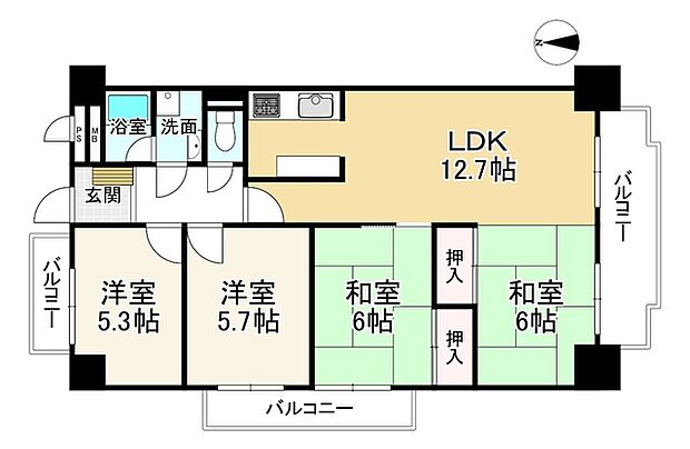 駅前ネオハイツ大和高田(4LDK) 3階の内観