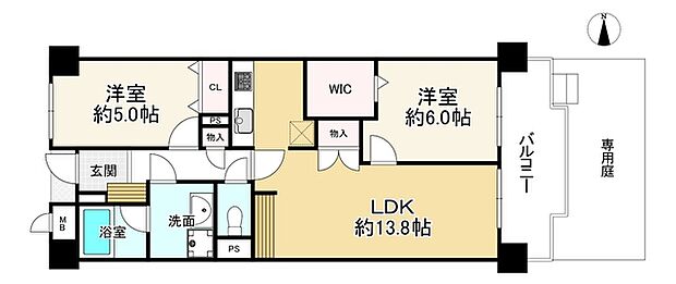 シティヴィラ大和高田駅前(2LDK) 1階の間取り図