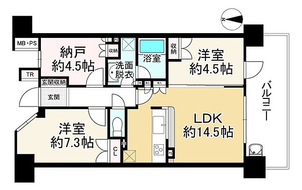 ライオンズ大和高田セントハウス(2SLDK) 2階の間取り図