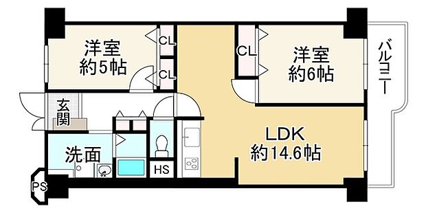 泉北星和台コーポラス(2LDK) 9階の間取り図