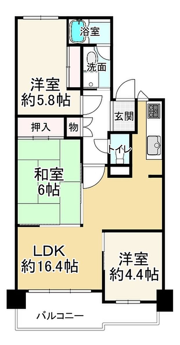 メゾンドール堺(3LDK) 9階の間取り図