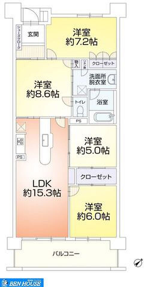 ライフレビュー川崎グリーンプレイス(4LDK) 7階の間取り図