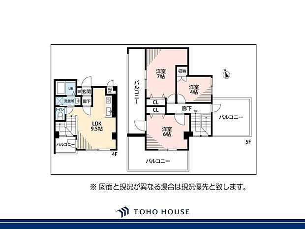 コスモスマンション田無(3LDK) 4階の間取り図