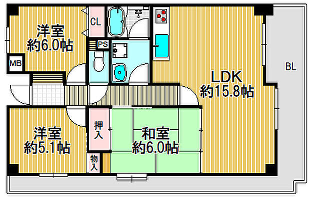ダイアパレス住道ステーションスクエア(3LDK) 9階の間取り図