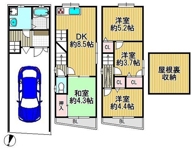 中古戸建　大東市三箇4丁目（平成9年築）(4DK)の内観