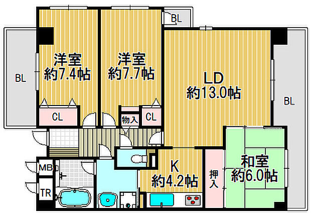 ユニーブル住道(3LDK) 5階の間取り図