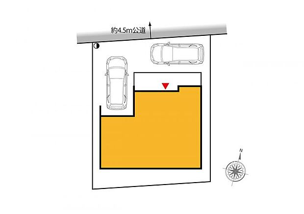 区画図　車は2台駐車可能な広々スペース。