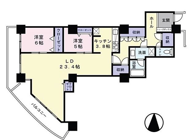ザ・シーン城北アストロタワー(2LDK) 18階の間取り図