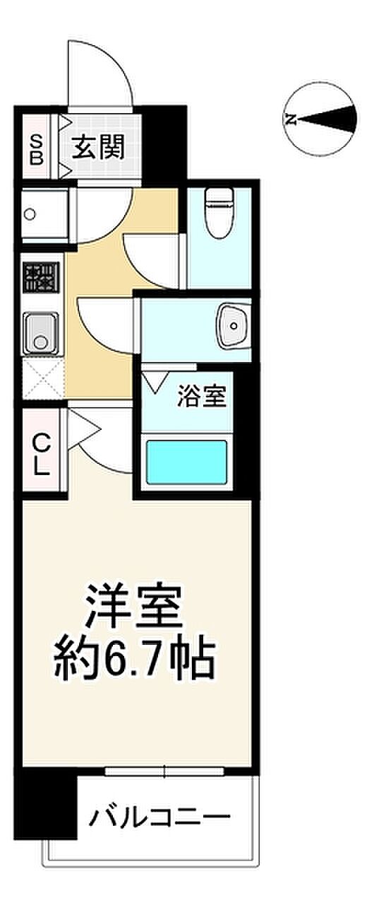 レジュールアッシュ天王寺パークサイド(1K) 7階の間取り図