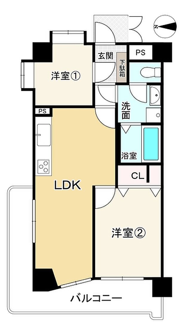 ノバカネイチ天王寺(2LDK) 3階の間取り図