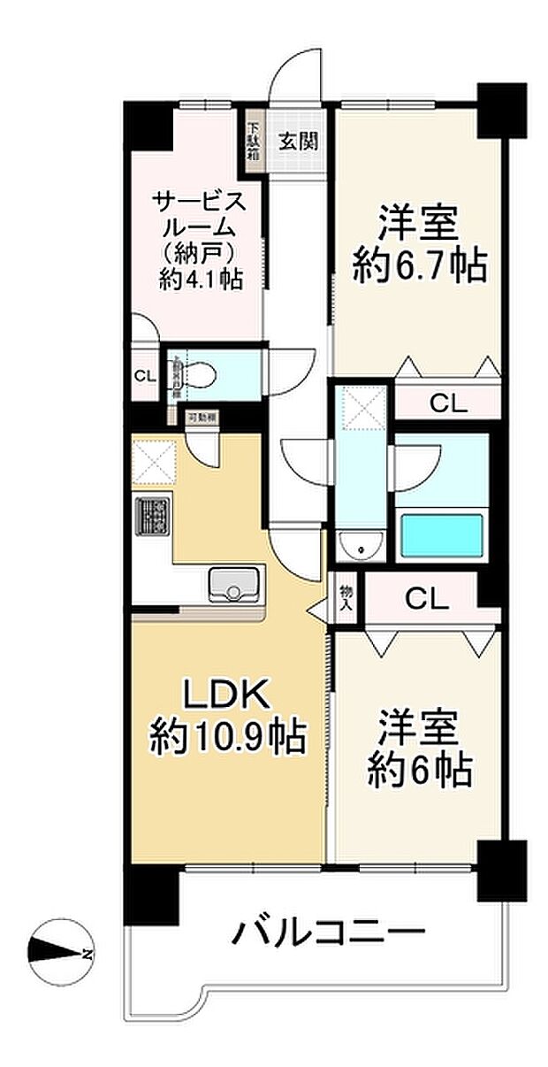 ライオンズマンション北梅田(2SLDK) 13階の間取り図