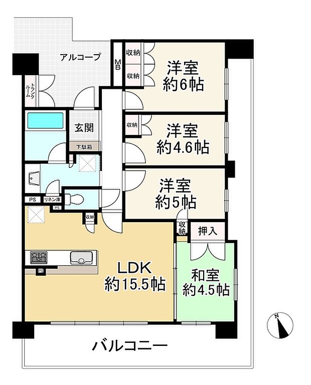 ジェイグラン阿倍野ＥＡＳＴ(4LDK) 7階の間取り図