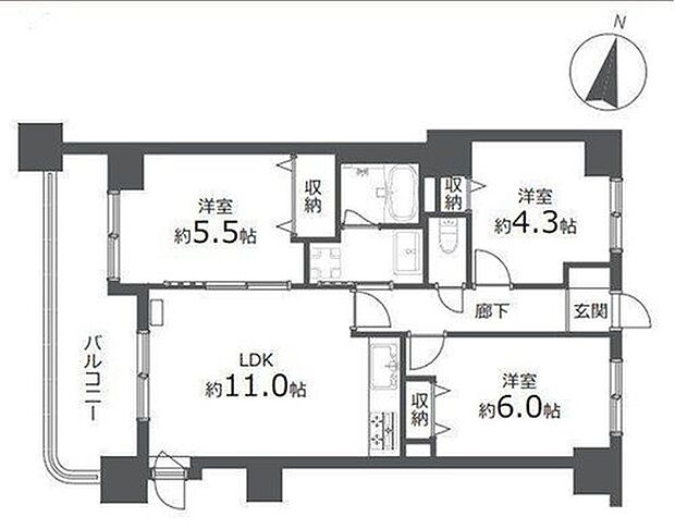 地下鉄南北線 北３４条駅まで 徒歩7分(3LDK) 8階の間取り図