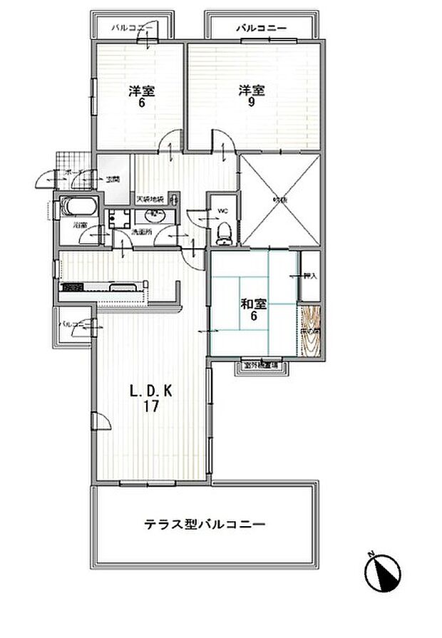 ロイヤルヒルズ東生駒B棟(3LDK) 4階の間取り図