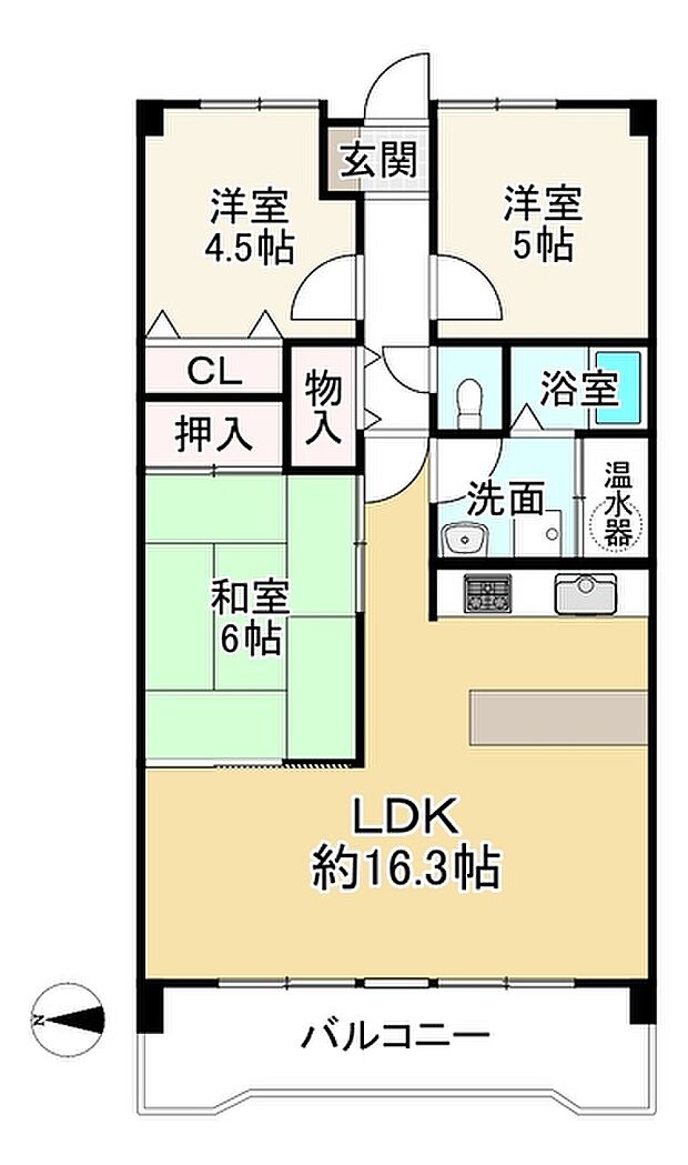 グラン・ドマーレ久津川(3LDK) 1階の間取り図