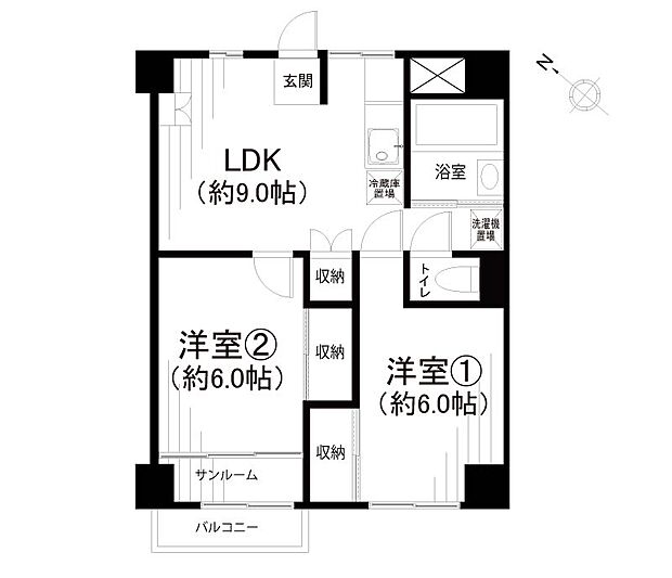 横浜・山下町分譲共同ビル(2LDK) 7階の間取り図