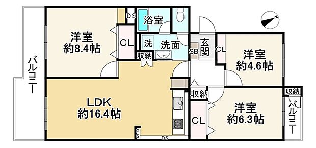 東大路高野第3住宅17号棟(3LDK) 5階の間取り図