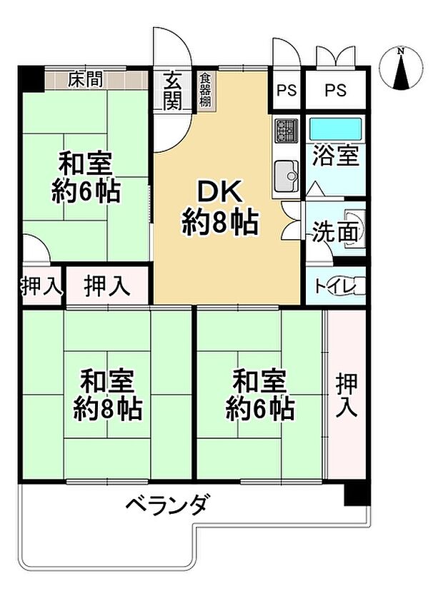 山科住宅　Ｃ棟(3DK) 4階の内観