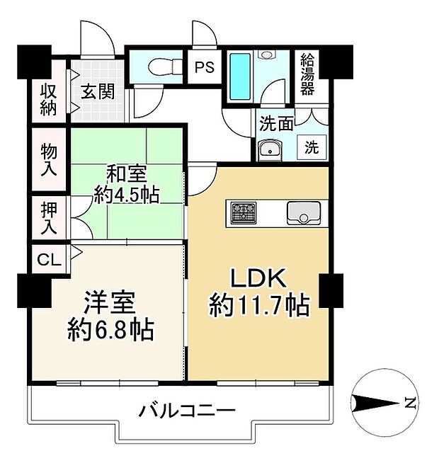 三条高倉アーバンライフ(2LDK) 2階の間取り図
