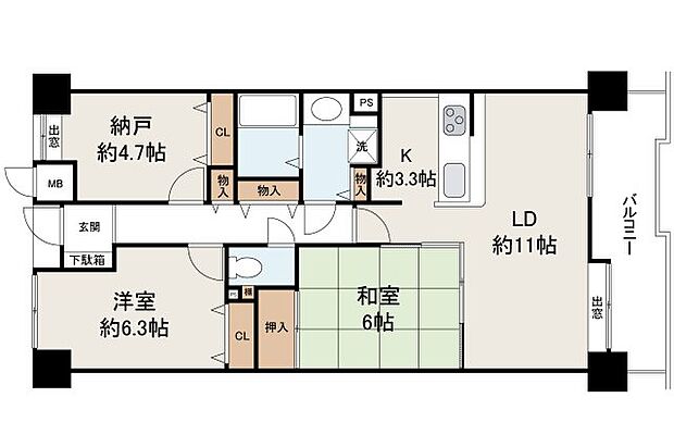 ファミール岸和田ステージ2(2SLDK) 4階の間取り図