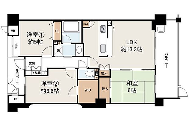 ファミール岸和田プレジオ(3LDK) 1階の間取り図