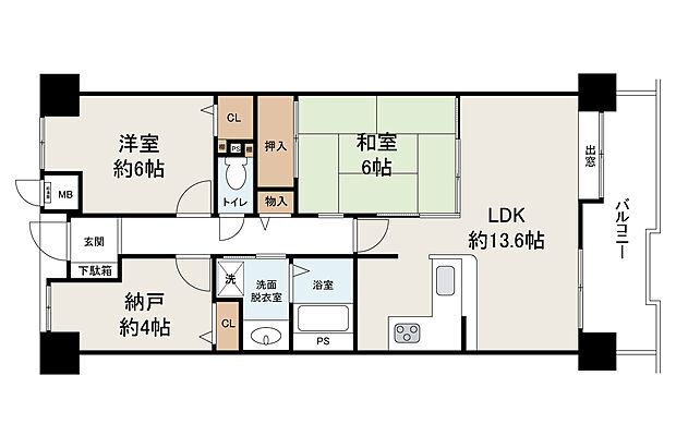 ファミール岸和田ステージ2(2SLDK) 2階の間取り図