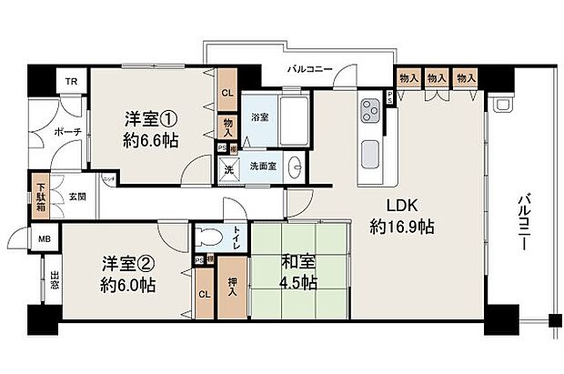 ファミール岸和田プレジオ(3LDK) 12階の間取り図