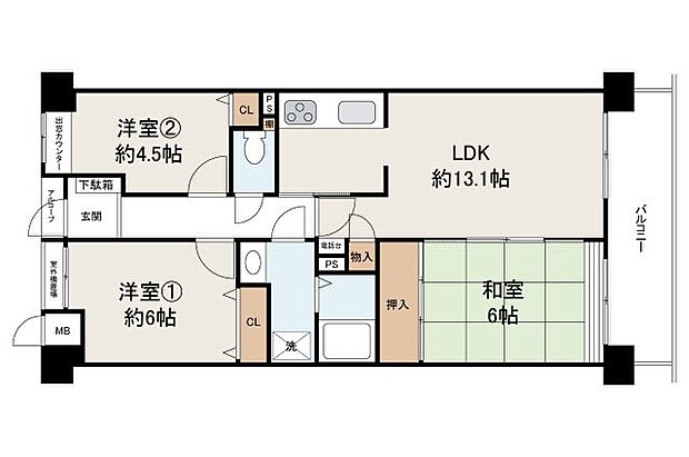 ステイツ堺東三国ヶ丘(3LDK) 3階の間取り図