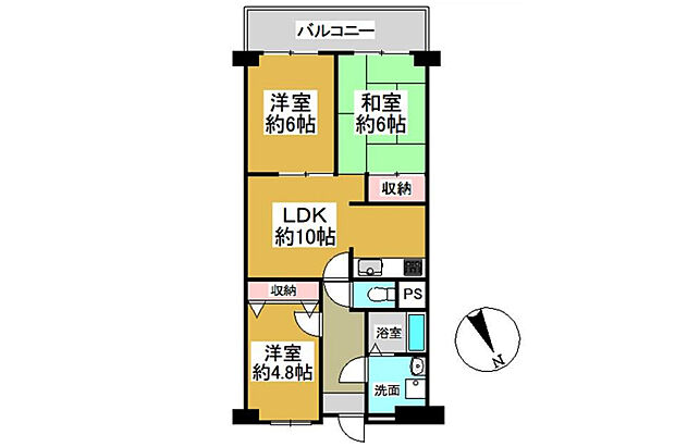 サニータウン羽倉崎(3LDK) 11階の間取り図