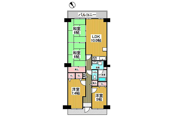 岸和田コーポラス弐号棟(4LDK) 3階の間取り図