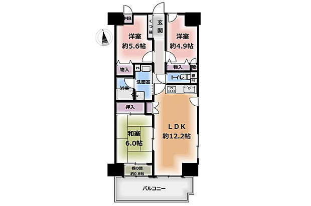 ライオンズマンション泉佐野(3LDK) 10階の間取り図
