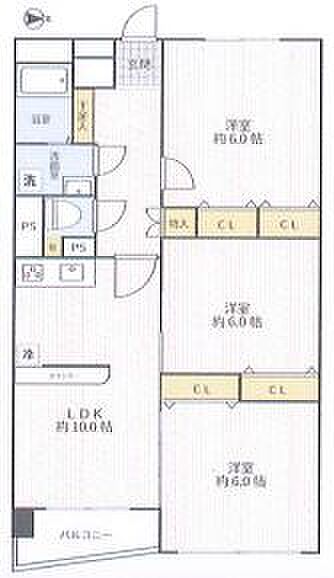 弘明寺パークハイツ(3LDK) 2階/214の間取り図