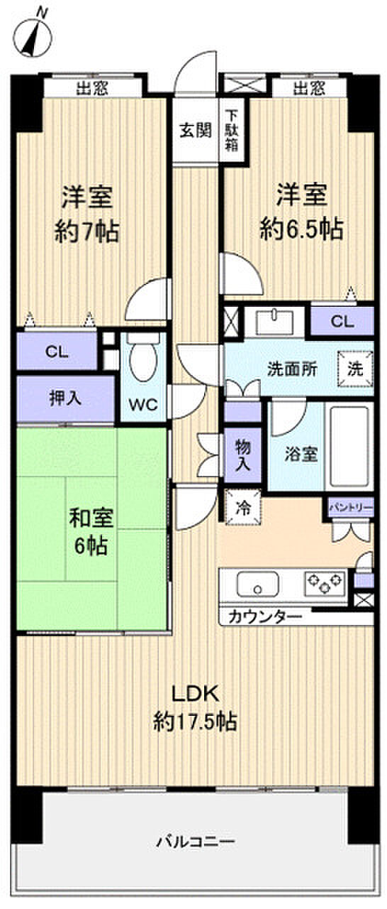 フェリズ八千代中央(3LDK) 5階の間取り図