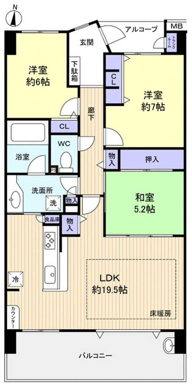 アルファグランデ八千代中央(3LDK) 8階の間取り図