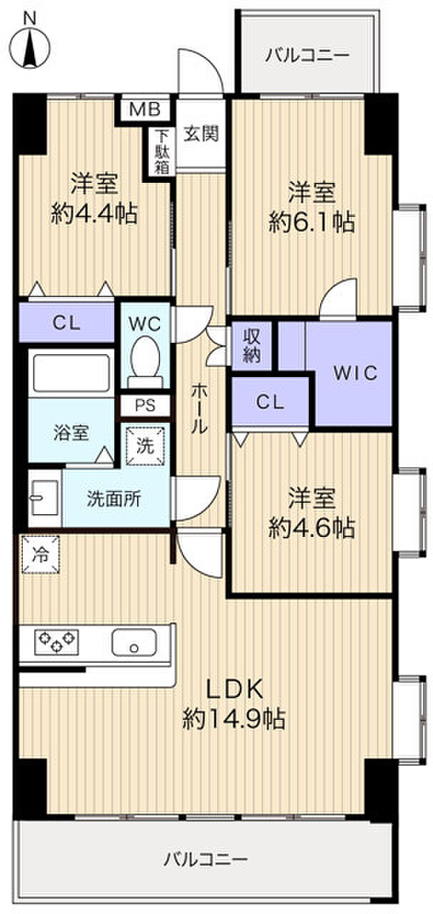 グラン・ドムール八千代台(2SLDK) 4階の間取り図