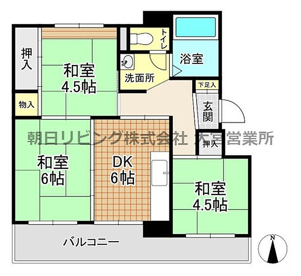 南平野住宅(3DK) 2階の間取り図